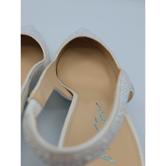 Betsey Johnson Ivory Rhinestone Pointed Toe Kitten Heel Drag Queen Womens Sz 12W - Picture 12 of 14
